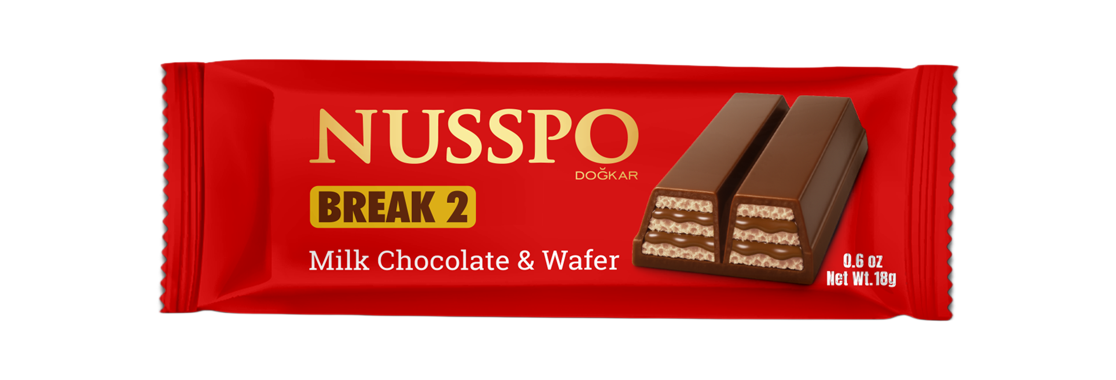 Chocolat au lait et gaufrette 18 g | Nusspo
