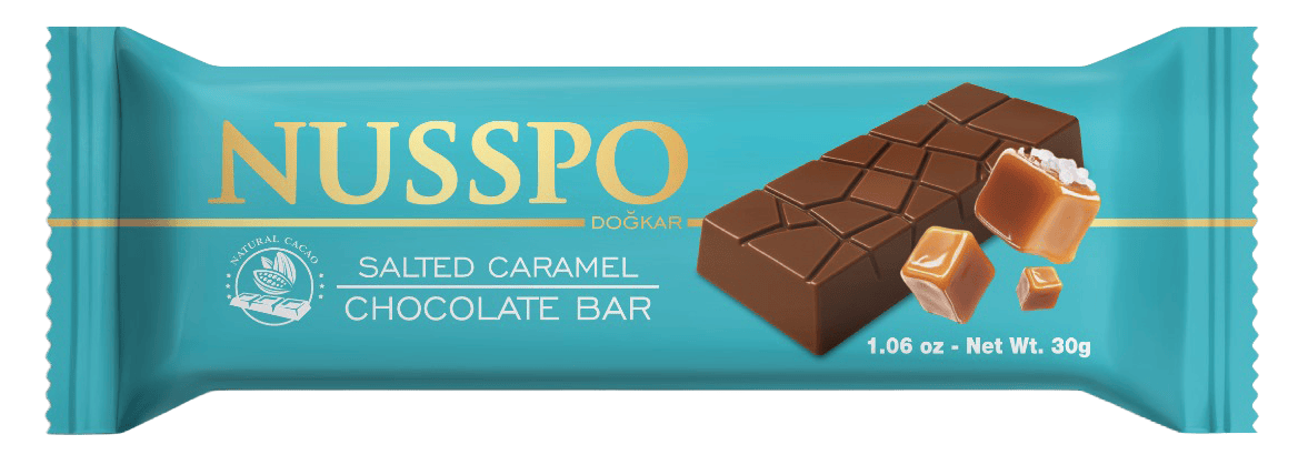 Barre de chocolat au caramel salé 30 g | Nusspo