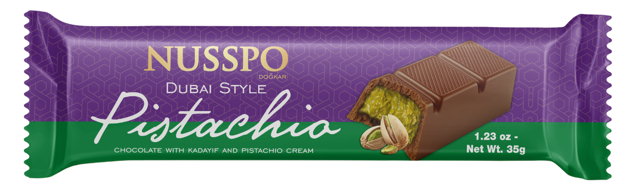 Barre de chocolat au kadayıf et crème de pistache 35 g | Nusspo