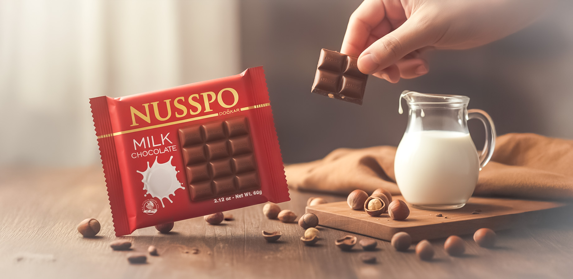 Tablette de chocolat au lait 60 g | Nusspo