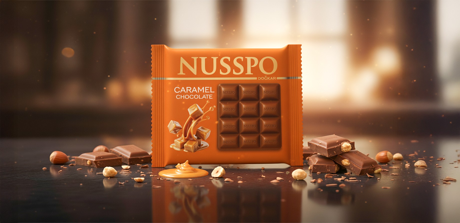 Tablette de chocolat au caramel 60 g | Nusspo