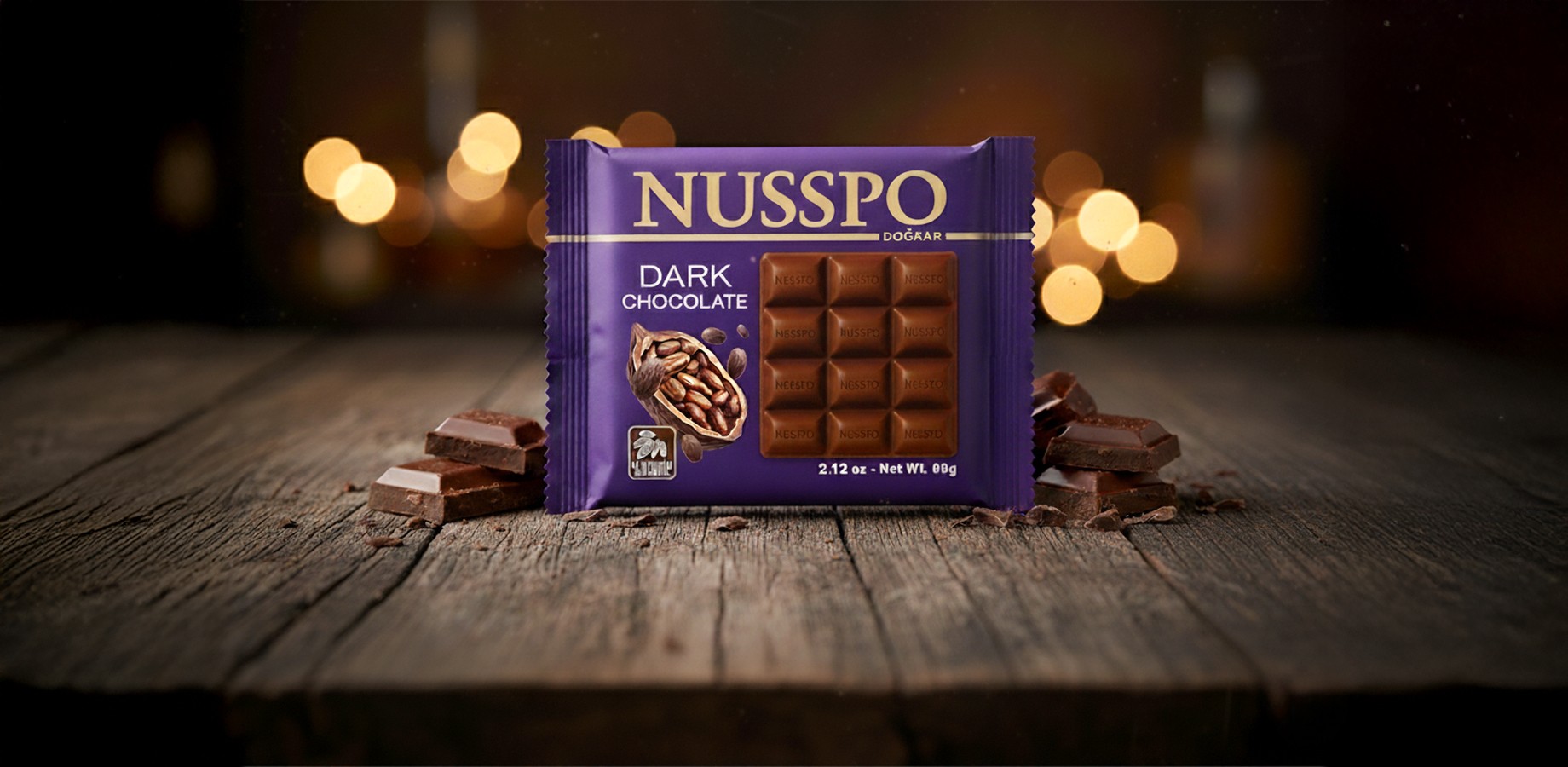 Tablette de chocolat noir 60 g | Nusspo